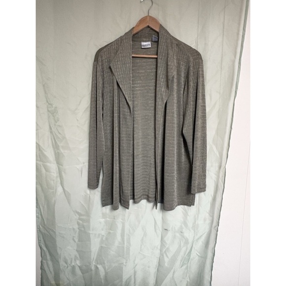 Chico's Jackets & Blazers - Chico's Women's Collared Open Front Lightweight Gray Geometric Jacket Size 3